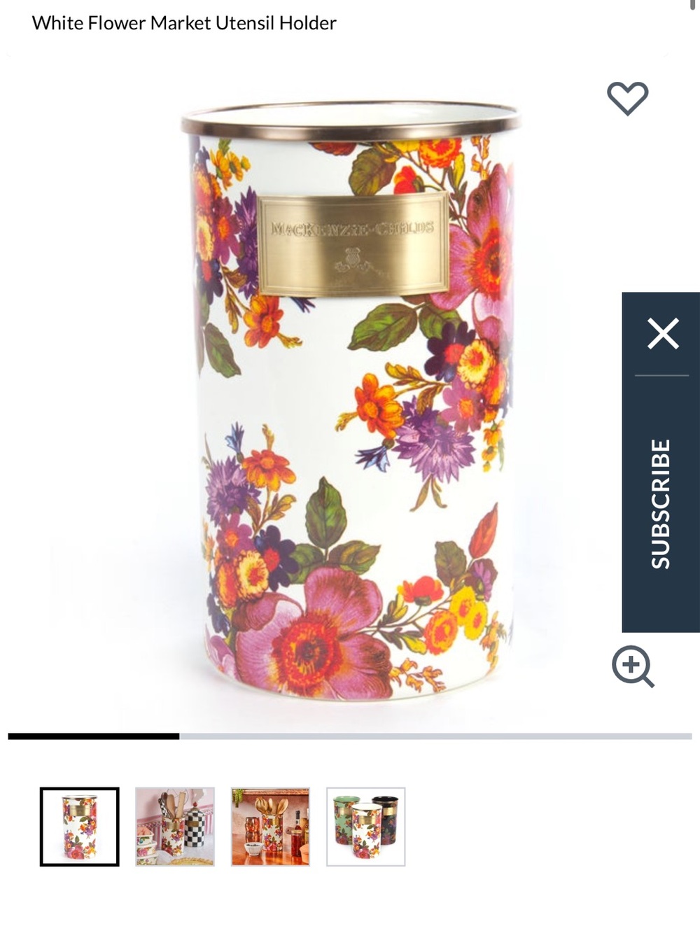 White Flower Market Floral Enamel Utensil Holder by MacKenzie-Childs